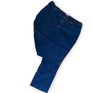 Lee Women's Blue Relaxed Fit Jeans Plus Size 28W Dark Wash Pockets Straight Leg